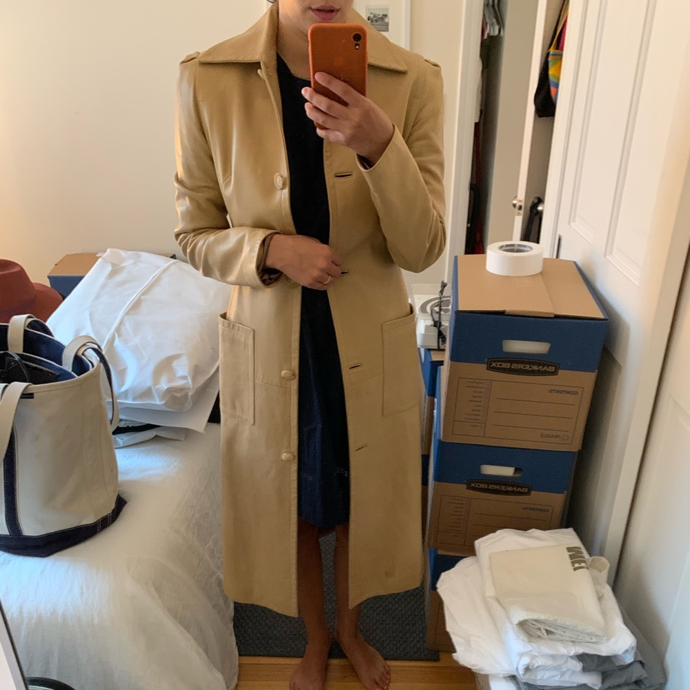 Vintage Celine Cream Leather Trench Coat size 38 - Picture 12 of 14